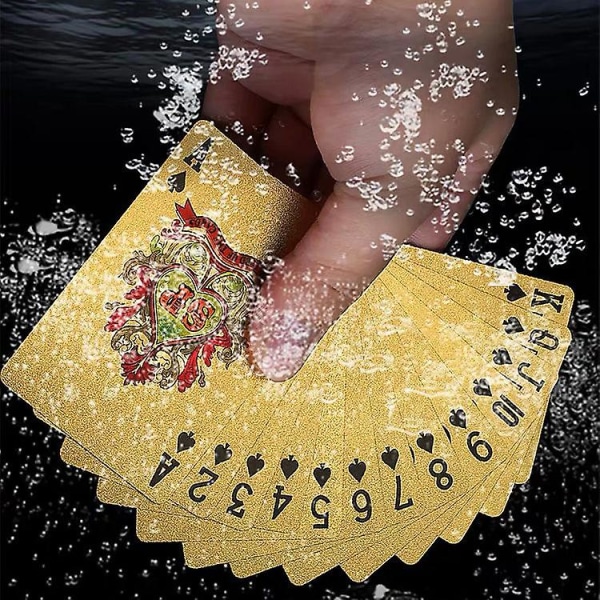 Creative Plastic Pvc Poker Tvättbar Hållbar Guld Poker Card Guld Folie Dollar Euro Poker Present