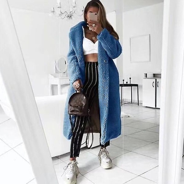 Fuskpäls Teddykappa Dam Höst Vinter Casual Plus Size Lång Ja