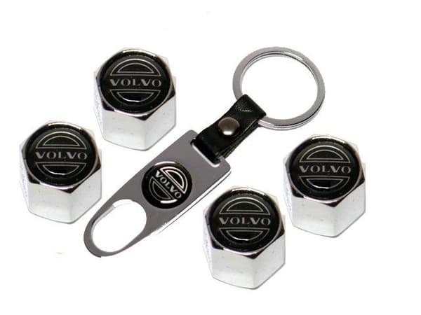 [LCS]Volvo logo ventilhætter med nøglering sølv silver one size