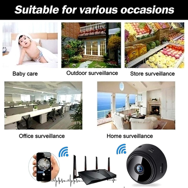 Mini WiFi-säkerhetskamera, trådlös Nanny Secret-kamera, liten 1080P övervakningskamera med CCTV