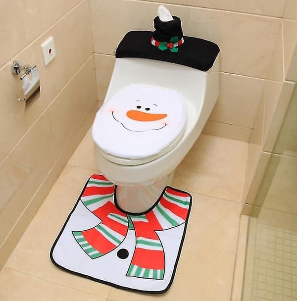 [LCS]3st Tomte och Snögubbe Toalettsitsöverdrag Juldekorationer Snowman