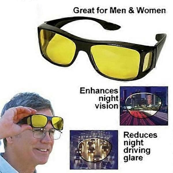 [LCS]Unisex HD Night Vision Køre Solbriller fine Over Wrap Around Black
