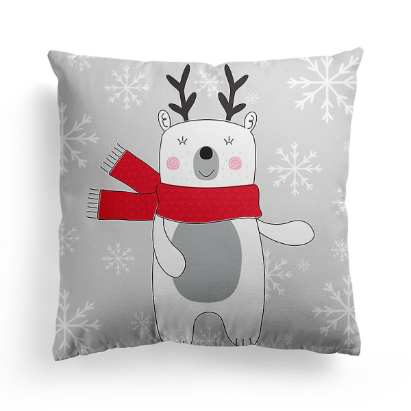 Jul Kuddfodral Soffa Soffkudde Överdrag Tomte Snögubbe Älg Heminredning 45x45cm 11