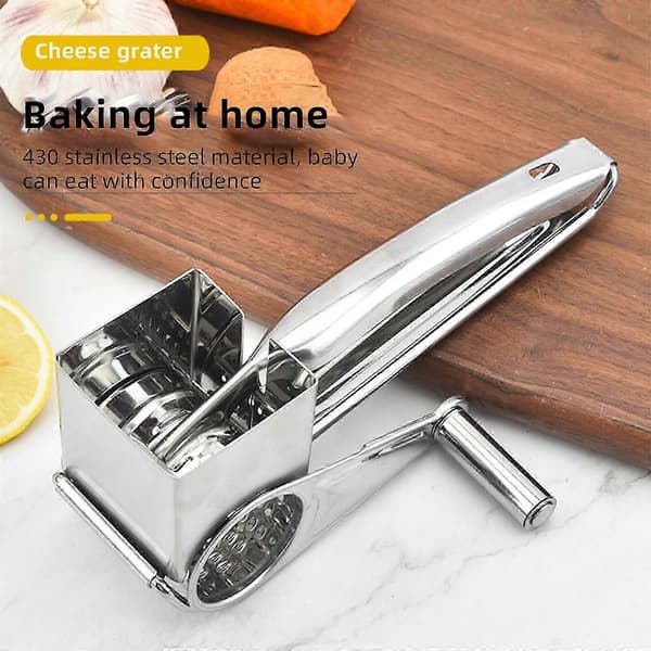 [LCS] Manual Cheese Grater with Razor-Sharp Blades and Ergonomic Handle for Perfect Grating Results - Easy to Use and Clean Silver silver C