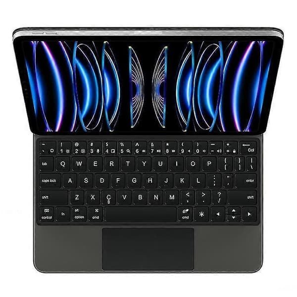 [LCS]För iPad Pro 11 (2024) Läderfodral med magnetiskt Bluetooth-tangentbord - Vit White