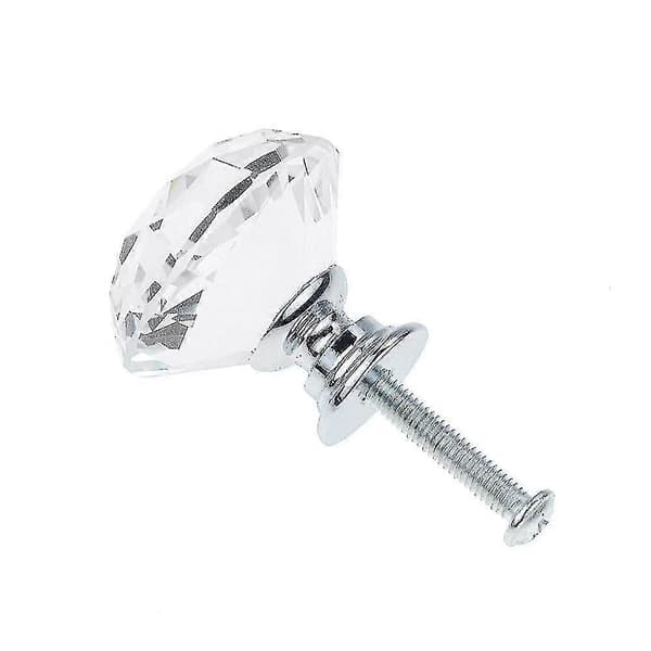 10 stk. klare 30 mm diamantformede krystalglasknopper til skabe