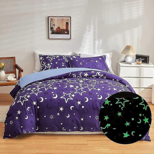 Galaxy Selvlysende Dynetrekksett for Barn Stjerneklar Nattsengesett 180x210cm