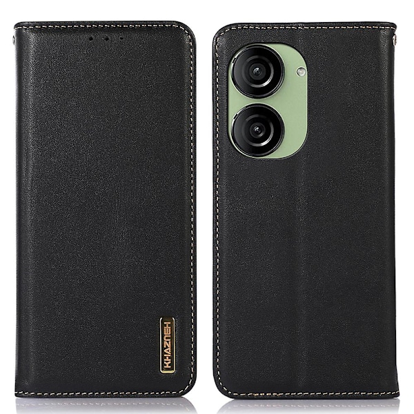 RFID-skyddande telefonfodral för Asus Zenfone 10 5G/Zenfone 9 5G, Äkta läderfodral Black