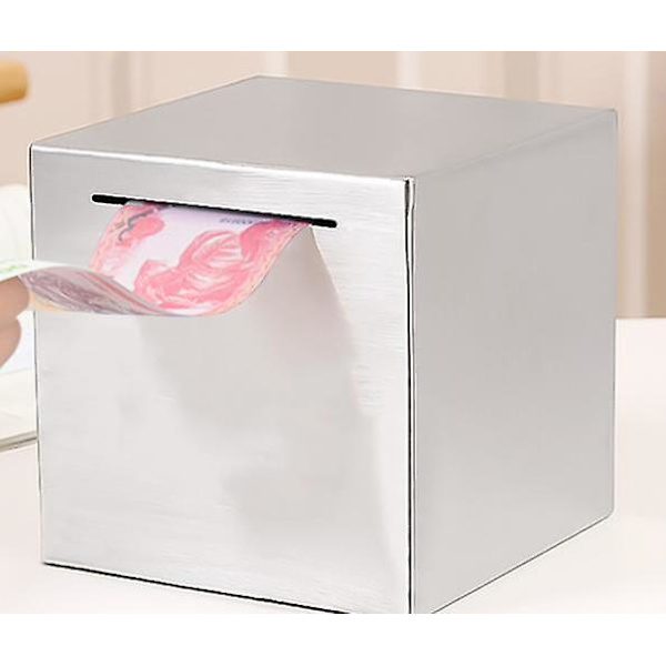 Sikker Bordmodel Sparekasse Mønt Spargris Hjem Kan Kun Spare Stål Gave Hårde Penge (12*12cm)