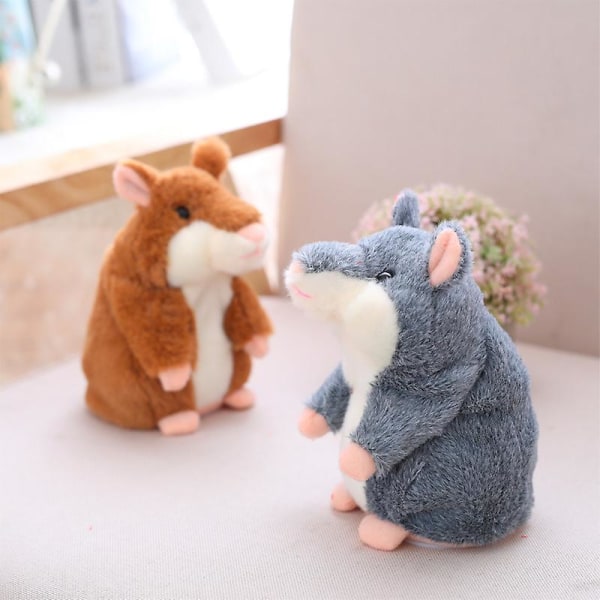 15 cm Mjuka Hamsterleksaker för Barn Upprepar Talande Interaktiva Dockor Gray
