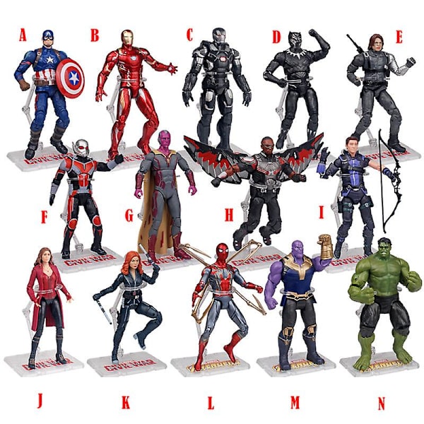 Marvel Superhjälte Avengers Actionfigur Leksaker Docka Med Ställ För Barn Pojke Vuxen H