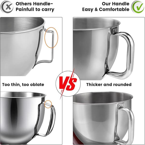 Rustfri blandebolle, kompatibel med KITCHENAID kjøkkenmaskiner med vippehode