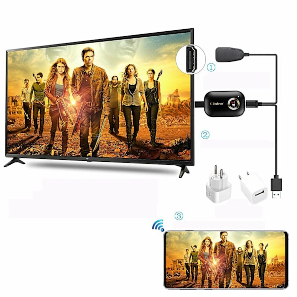 4k 1080p Hdmi Tv Display Adapter Airplay Dlna Stick Kompatibel med Android/mac/ios