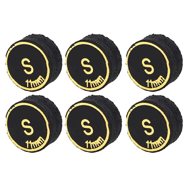 [LCS]6 stk. Billardkøspidser PU Multi-layer Poolkøspidser Erstatning Kompatibel med Billardspil Sort S 0.1