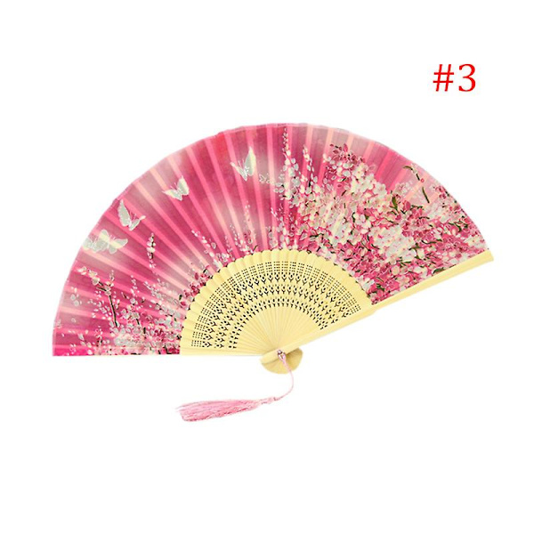 Mode Fjäril Blommor Mönster Spets Bambu Handhållna Fällbara Fläktar För Flickor Kvinnor 3