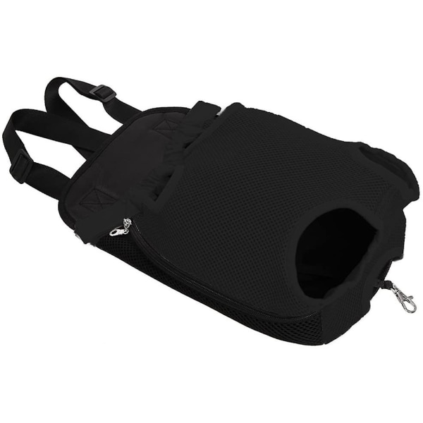 Ben-ut front hundhållare, handsfree justerbar ryggsäcksväska Mesh*Black