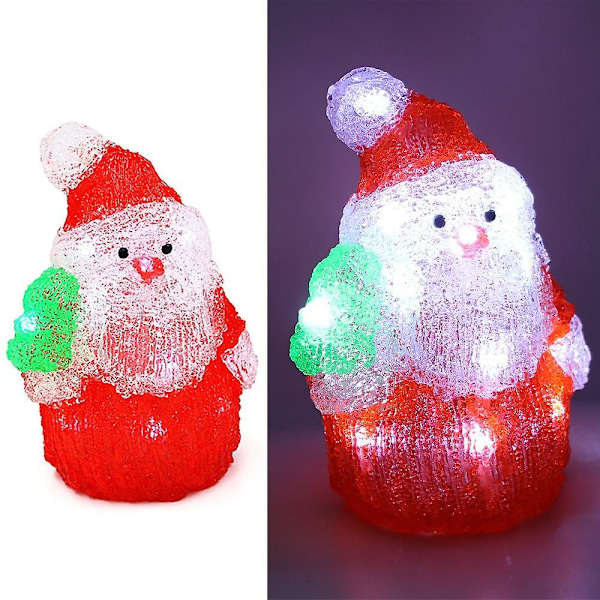 Santa Claus 3D Akryl 16 LED Lys Tegneserie Lampe Juledekorasjon