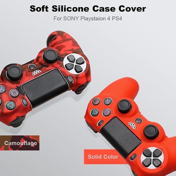 Case i silikongummi för sony playstation 4 ps4-kontroller skyddsskal för ps4 pro slim gamepad kontroll tumgrepp Red