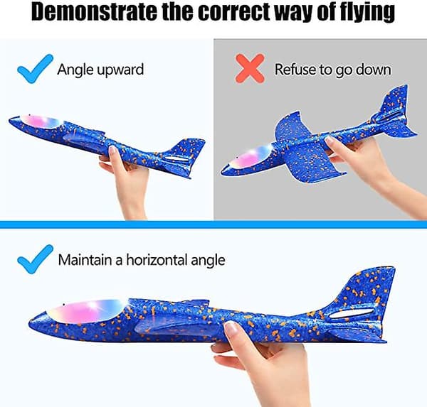 Paket LED Flygplansleksaker, 45 cm Stort Kastskumflygplan