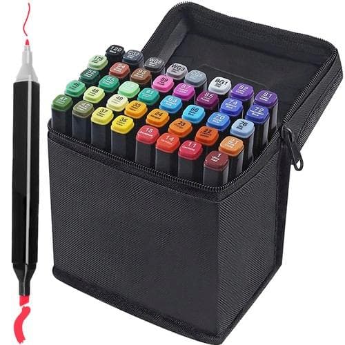 40 kpl - Tussikynät kotelolla - Kaksipäiset kynät multicolor