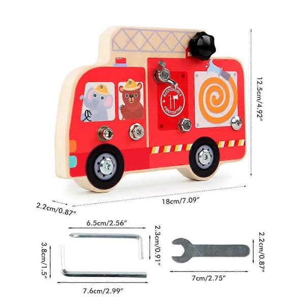 Bussformet treskrue Busy Board Treleke for motoriske ferdigheter Pedagogisk utviklingsleke for barn jenter gutter