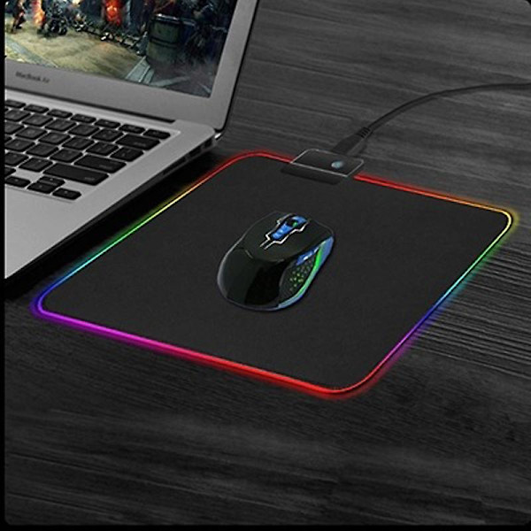 Lysende RGB LED Gaming Musemåtte Skridsikker Skrivebords Tastaturmåtte 35x25CM