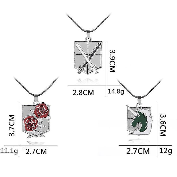 3 st Anime Attack On Titan Halsband