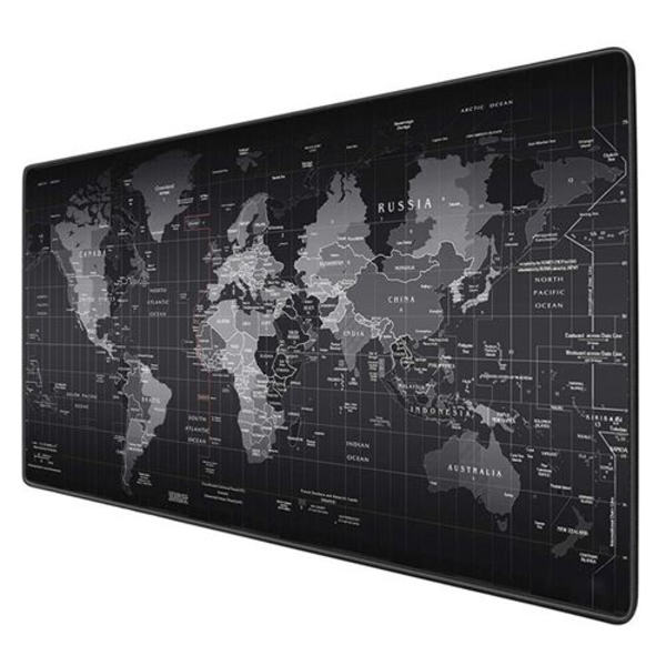 Stor Verdens Kort Gaming Musemåtte (300 x 600 mm) sort, dragt