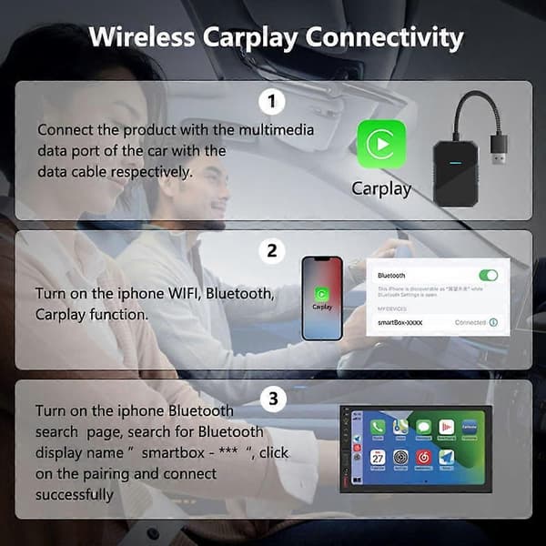 [LCS]PL7 USB Kablet til Trådløs CarPlay Adapterboks Quad-Core A53 Processor Bluetooth 5.0/WiFi 5.8