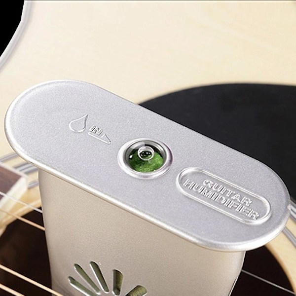 Professionel Guitar Luftfugter Moderne Ensfarvet Akustisk Lydhuller Fugtreservoir Forebygger Silver