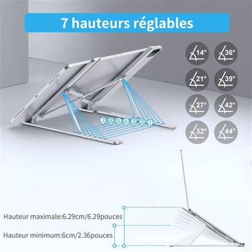 [LCS] Bärbar datorställ, Cheflaud justerbar ventilerad bärbar dator i aluminium