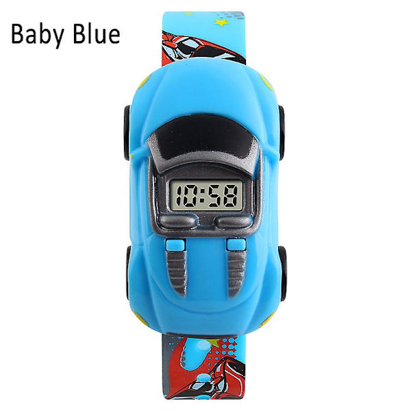 LED Digital Barn Sportklocka Tecknad Bil Armbandsur Barn Casual Elektroniska Klockor Light Blue