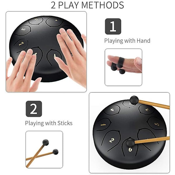 Teräskielirumpu Handpan Lyömäsoitin 8 Nuottia 6 Tuumaa