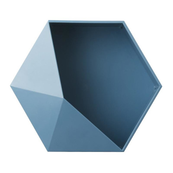 Geometrisk sekskantet opbevaringshylde nordisk vægbeslag flydende hylde display stand potteholder Blue