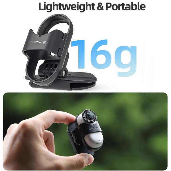 Insta360 GO3 / GO 3S Sunnylife Baseball Hat Clip Mount Baseball Cap Clamp Quick Release Mount Camera POV Vlog Holder (Musta) Black