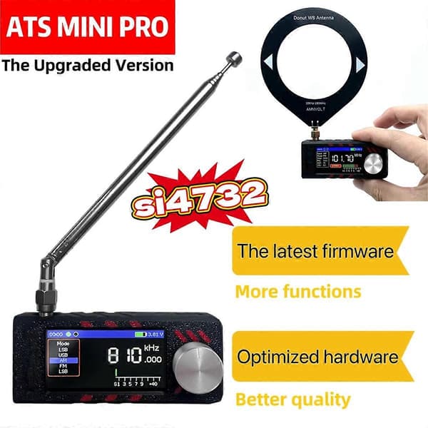 [LCS]Uppgraderad 0.5-108Mhz Version ATS MINI PRO SI4732 Fullbandsradio,A Black