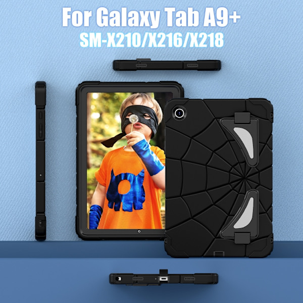 [LCS]Samsung Galaxy Tab A9+ / A11+ Spider Silicone Hybrid PC Shockproof Case Svart