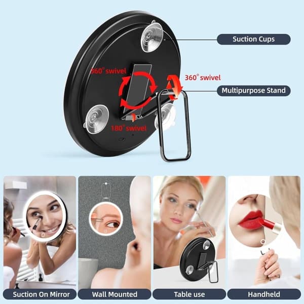 [LCS] 30x Magnifying Mirror with Extra Large Rechargeable, Dimmable Makeup Mirror with 360° Table Stand