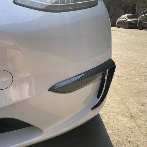 Mattsvart kolfiber pärlvit för tesla modell y modifiering bil ompackning främre dimlampa dekorera ögonbryn Pearl white