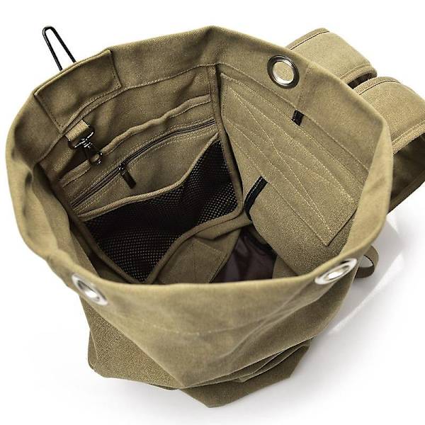 Canvasryggsäckar med stor kapacitet för utomhusbruk, slitstarka vandrings- och klättringsväskor för män Army green