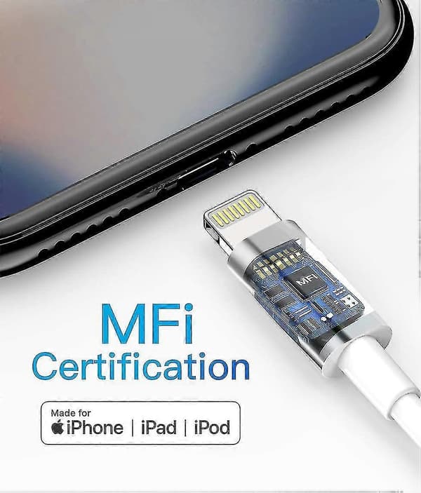 [LCS] Pakke med 3 iPhone 2M ladekabel MFi-sertifisert Lightning-kabel