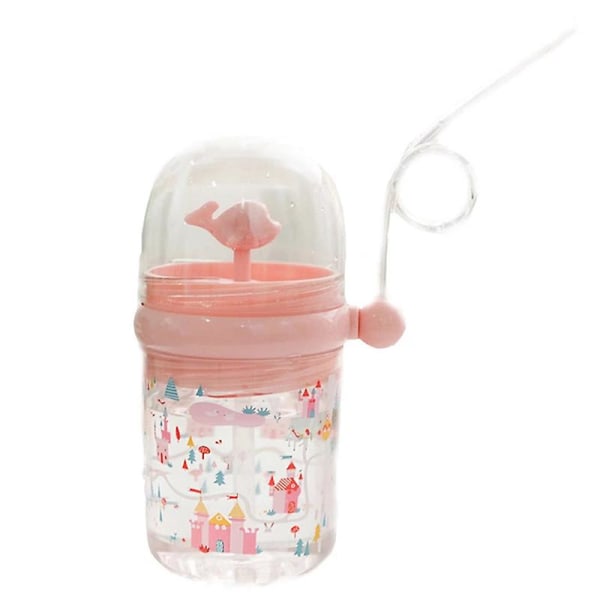 250 ml vattenspraykopp för barn Tecknad baby med halm utomhusmugg Pink