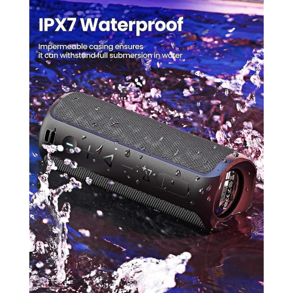 Bluetooth -högtalare 40W IPX7 vattentät bärbar högtalare bluetooth 5.0 med förstärkt bas och högt