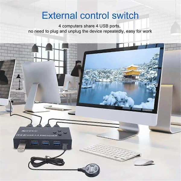 [LCS]USB 3.0 Switcher KM Switch Selector 4 datamaskiner bærbar PC