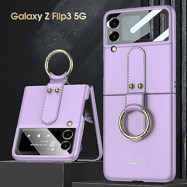 Samsung Galaxy Z Flip 3 Mobiltelefonfodral Ultratunn Ring Spänne Vikbart Telefonskydd Set Purple