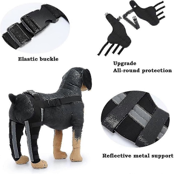 1 par hundebagbensstøtte til heling af hundebenssår, forebygger ledbåndsskader og forstuvninger, kæledyrshund ledbind refleksblå S Reflective Blue