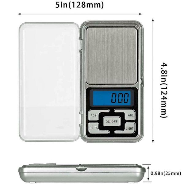 Taskukokoinen digitaalinen vaaka koruille kullan punnitukseen Mini LCD keittiö 0,1g 500g grammaa
