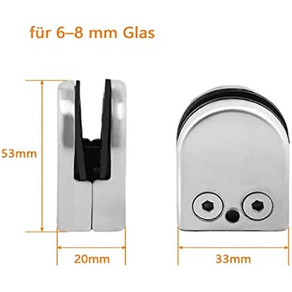 [LCS]8 rustfrit stål glasklemmeholder flad forbindelse glasklemme 6-8 mm