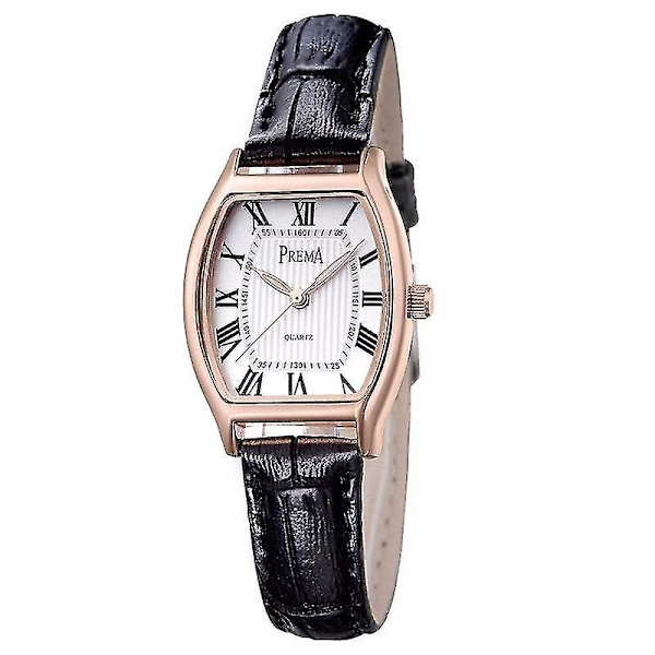 PREMA Mode Casual Romerska Siffror PU Läderband Dam Kvarts Klocka Armbandsur