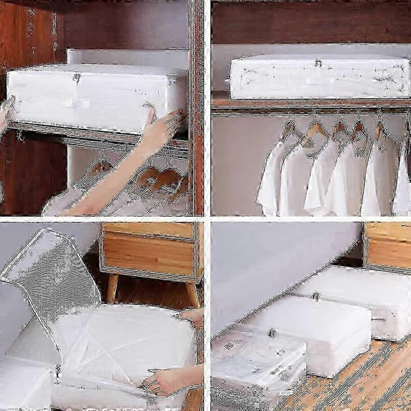 Förvaringsväskor under sängen med dragkedja 50x40x15cm PVC Slitstarka Organiserare för Kläder och Sängkläder, 2-pack